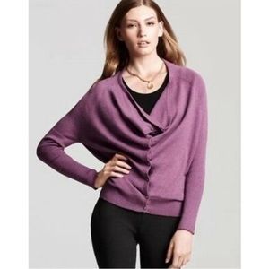 eileen fisher lagenlook purple wide neck cardigan